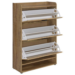 English Elm Claire Mango Wood Finish Entryway Shoe Cabinet with Tilt Out Compartments and Open Shelf B062P514249