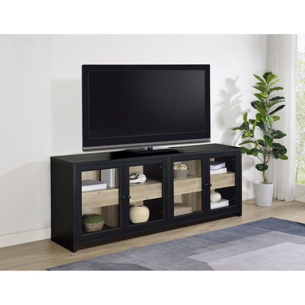 English Elm Kennison Wide Media Console with Tempered Glass Doors for Living Room Storage B062P514250