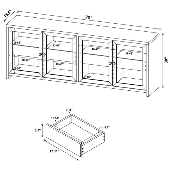 English Elm Kennison Wide Media Console with Tempered Glass Doors for Living Room Storage B062P514250