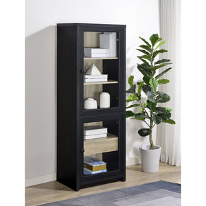 English Elm Kennison Tall Media Tower with Glass Doors Warm Wood Interior Modern Storage B062P514251
