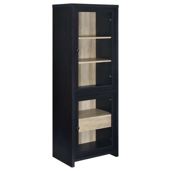 English Elm Kennison Tall Media Tower with Glass Doors Warm Wood Interior Modern Storage B062P514251