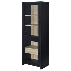 English Elm Kennison Tall Media Tower with Glass Doors Warm Wood Interior Modern Storage B062P514251