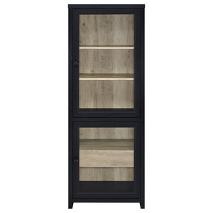 English Elm Kennison Tall Media Tower with Glass Doors Warm Wood Interior Modern Storage B062P514251