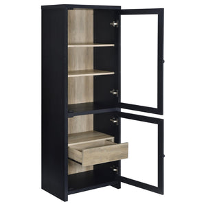 English Elm Kennison Tall Media Tower with Glass Doors Warm Wood Interior Modern Storage B062P514251