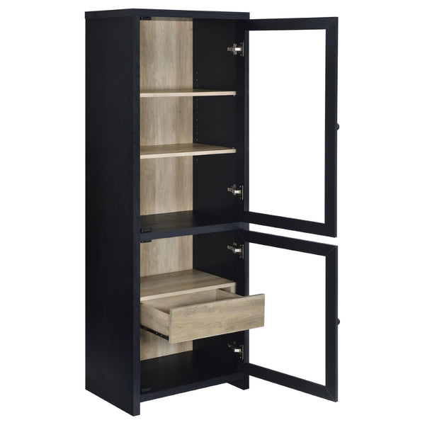 English Elm Kennison Tall Media Tower with Glass Doors Warm Wood Interior Modern Storage B062P514251