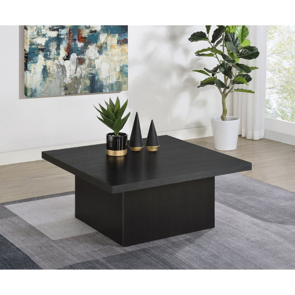 English Elm Eldridge Square Coffee Table Bold Pedestal Base Matte Finish for Modern Living Rooms Black B062P514263