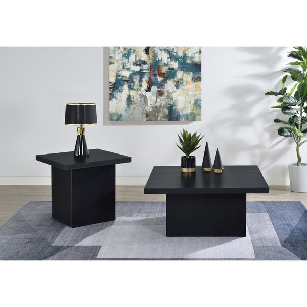 English Elm Eldridge Square Coffee Table Bold Pedestal Base Matte Finish for Modern Living Rooms Black B062P514263