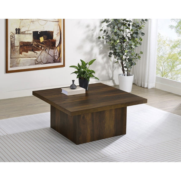 English Elm Eldridge Square Coffee Table Bold Pedestal Base Matte Finish for Modern Living Rooms Dark Pine B062P514277
