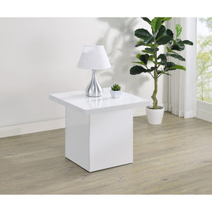 English Elm Eldridge Architectural Plinth Base End Table Glossy White Square Top Modern Living Room B062P514283