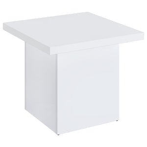 English Elm Eldridge Architectural Plinth Base End Table Glossy White Square Top Modern Living Room B062P514283