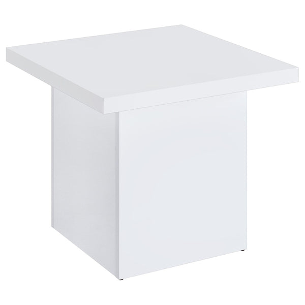 English Elm Eldridge Architectural Plinth Base End Table Glossy White Square Top Modern Living Room B062P514283