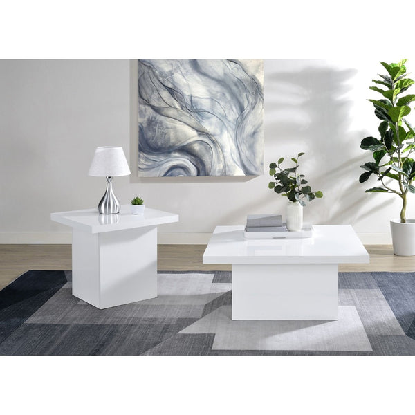 English Elm Eldridge Architectural Plinth Base End Table Glossy White Square Top Modern Living Room B062P514283