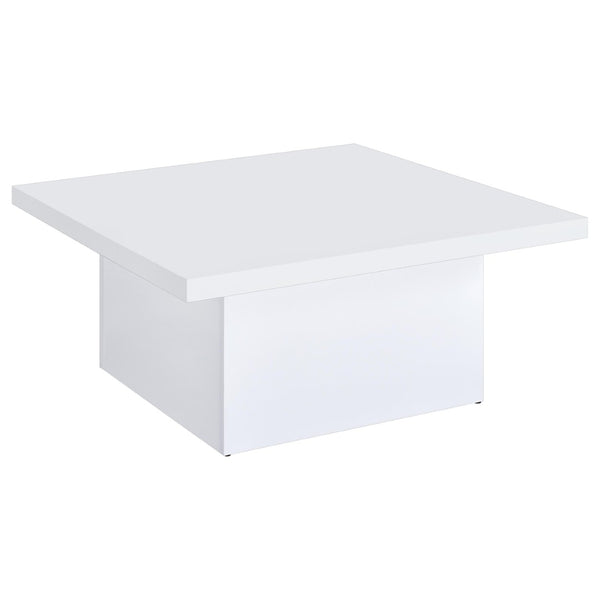 English Elm Eldridge Square Plinth Base Coffee Table Glossy White Finish for Modern Living Rooms B062P514284