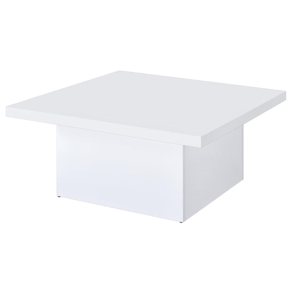 English Elm Eldridge Square Plinth Base Coffee Table Glossy White Finish for Modern Living Rooms B062P514284