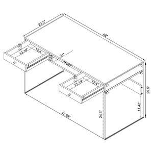 English Elm Barretta High Gloss White Writing Desk with Glass Legs and Chrome Hardware for Modern Spaces B062P514293