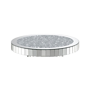 English Elm Rose Mirrored Tile Pedestal Accent Table with Beveled Crystal Acrylic Glam Decor B062P514294