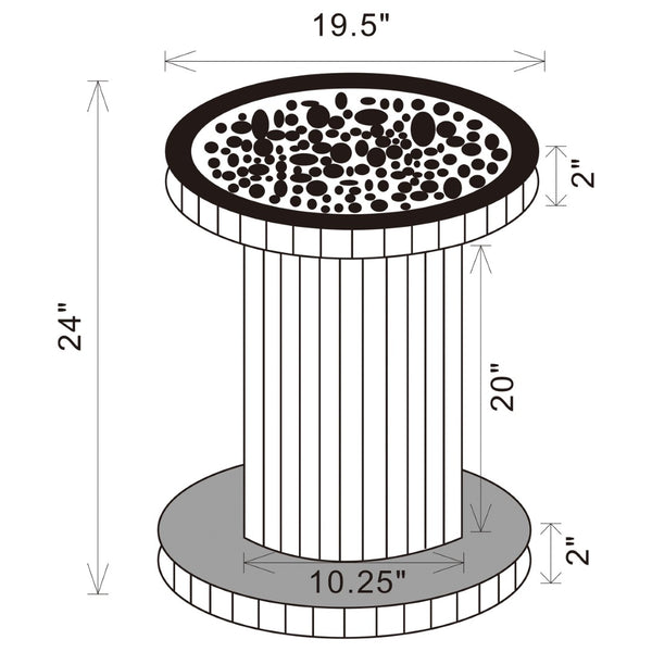 English Elm Rose Mirrored Tile Pedestal Accent Table with Beveled Crystal Acrylic Glam Decor B062P514294
