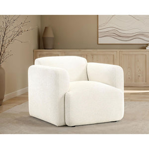 English Elm Stewart Sculptural Accent Chair Textured Fabric Pocket Coil Modern Living Room Seat White B062P514297