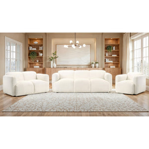 English Elm Stewart Sculptural Accent Chair Textured Fabric Pocket Coil Modern Living Room Seat White B062P514297