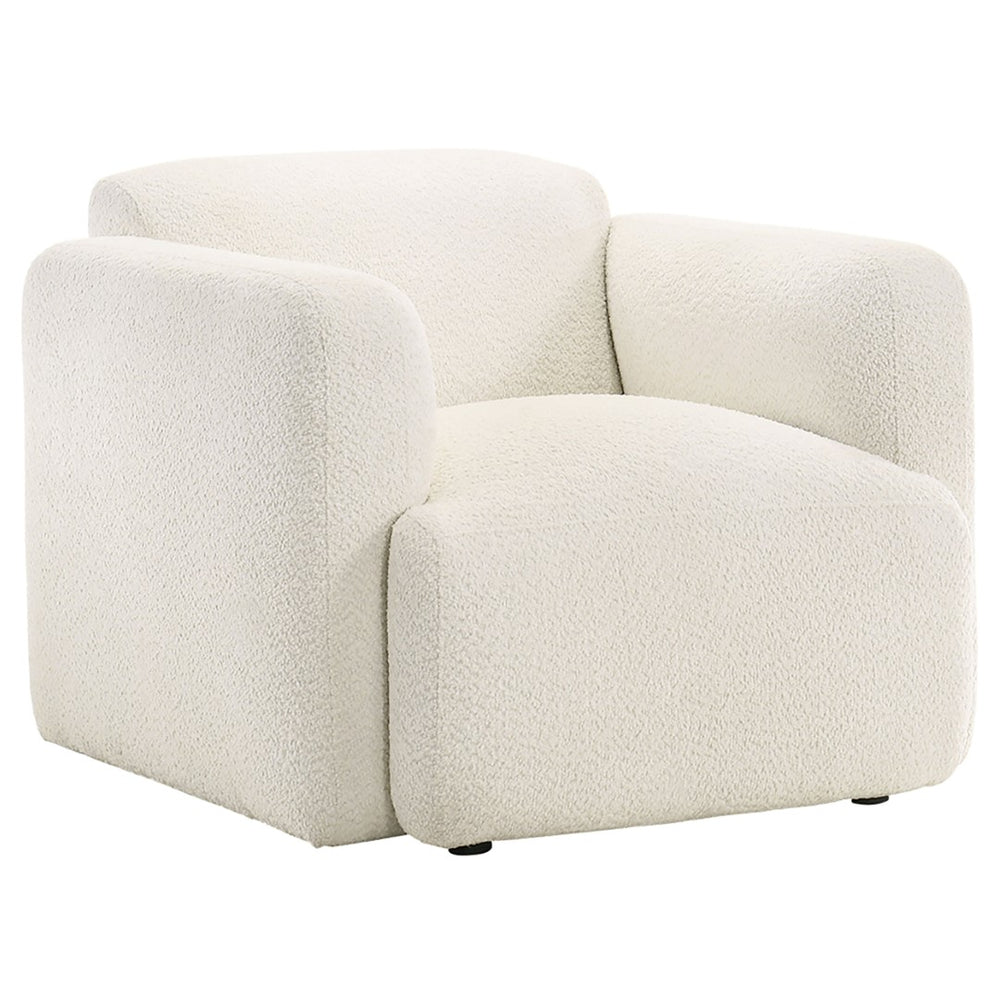 English Elm Stewart Sculptural Accent Chair Textured Fabric Pocket Coil Modern Living Room Seat White B062P514297