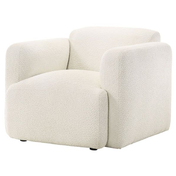 English Elm Stewart Sculptural Accent Chair Textured Fabric Pocket Coil Modern Living Room Seat White B062P514297
