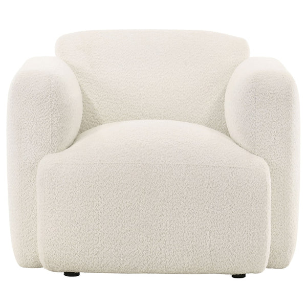 English Elm Stewart Sculptural Accent Chair Textured Fabric Pocket Coil Modern Living Room Seat White B062P514297