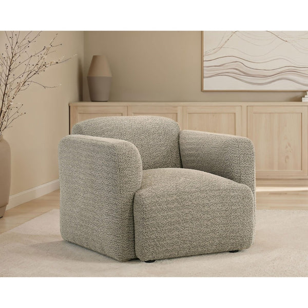 English Elm Stewart Sculptural Accent Chair Textured Fabric Pocket Coil Modern Living Room Seat Brown B062P514302