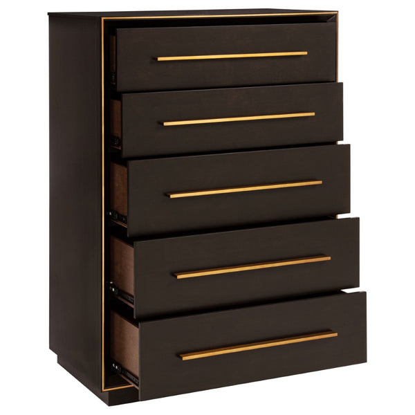 English Elm Prescott Tall 5-drawer Chest with Smoked Finish and Sleek Metal Pulls for Bedrooms B062P514325