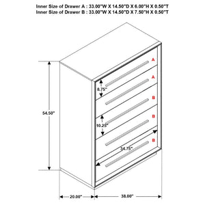 English Elm Prescott Tall 5-drawer Chest with Smoked Finish and Sleek Metal Pulls for Bedrooms B062P514325