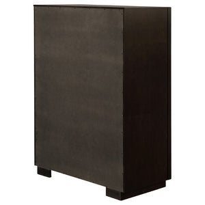 English Elm Prescott Tall 5-drawer Chest with Smoked Finish and Sleek Metal Pulls for Bedrooms B062P514325