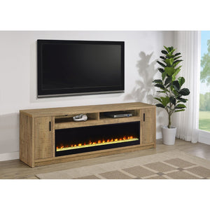 English Elm Nevada Mango Wood Grain Fireplace TV Stand with Ambient Flame and Media Storage B062P514368
