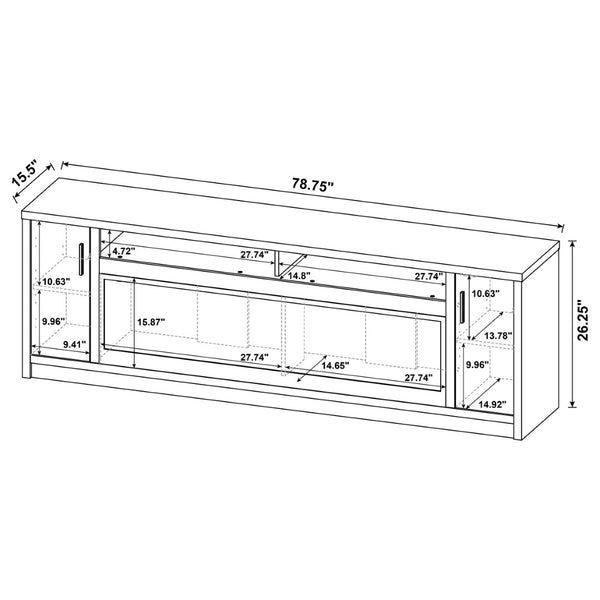 English Elm Nevada Mango Wood Grain Fireplace TV Stand with Ambient Flame and Media Storage B062P514368