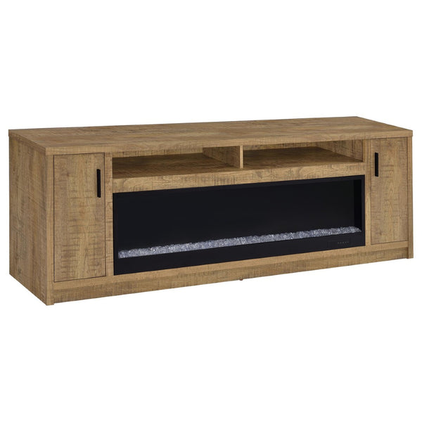 English Elm Nevada Mango Wood Grain Fireplace TV Stand with Ambient Flame and Media Storage B062P514368