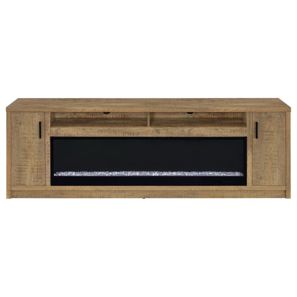 English Elm Nevada Mango Wood Grain Fireplace TV Stand with Ambient Flame and Media Storage B062P514368