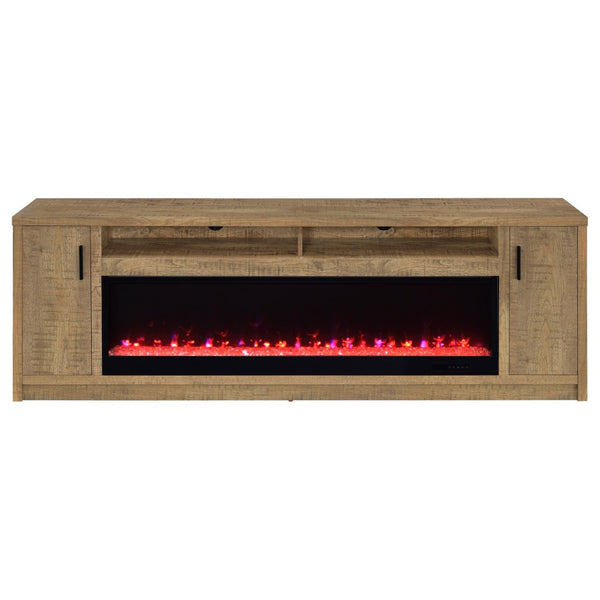 English Elm Nevada Mango Wood Grain Fireplace TV Stand with Ambient Flame and Media Storage B062P514368