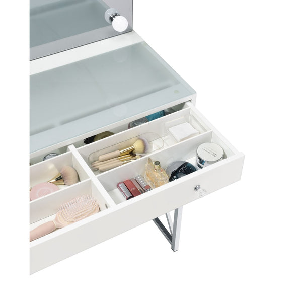 English Elm Hamlin Hollywood Lighted Makeup Vanity Set with Padded Stool White Bedroom B062P514373