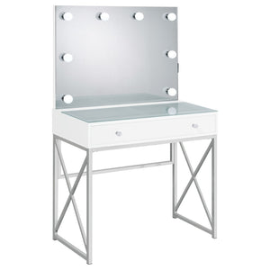 English Elm Hamlin Hollywood Lighted Makeup Vanity Set with Padded Stool White Bedroom B062P514373