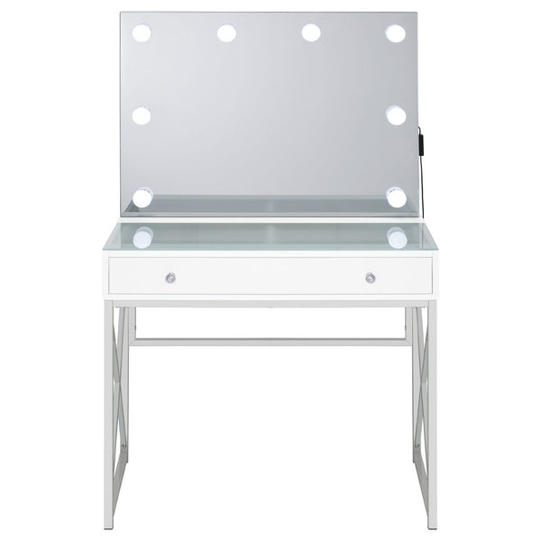 English Elm Hamlin Hollywood Lighted Makeup Vanity Set with Padded Stool White Bedroom B062P514373