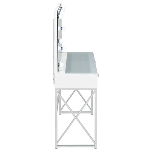 English Elm Hamlin Hollywood Lighted Makeup Vanity Set with Padded Stool White Bedroom B062P514373