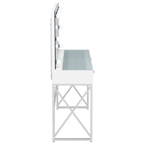 English Elm Hamlin Hollywood Lighted Makeup Vanity Set with Padded Stool White Bedroom B062P514373