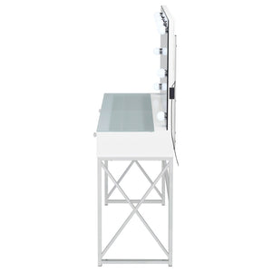 English Elm Hamlin Hollywood Lighted Makeup Vanity Set with Padded Stool White Bedroom B062P514373