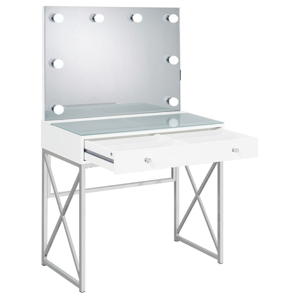 English Elm Hamlin Hollywood Lighted Makeup Vanity Set with Padded Stool White Bedroom B062P514373