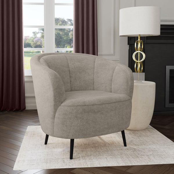 English Elm Saanich Barrel Accent Chair Chenille Upholstered Shell Tufted with Tapered Metal Legs B062P514374