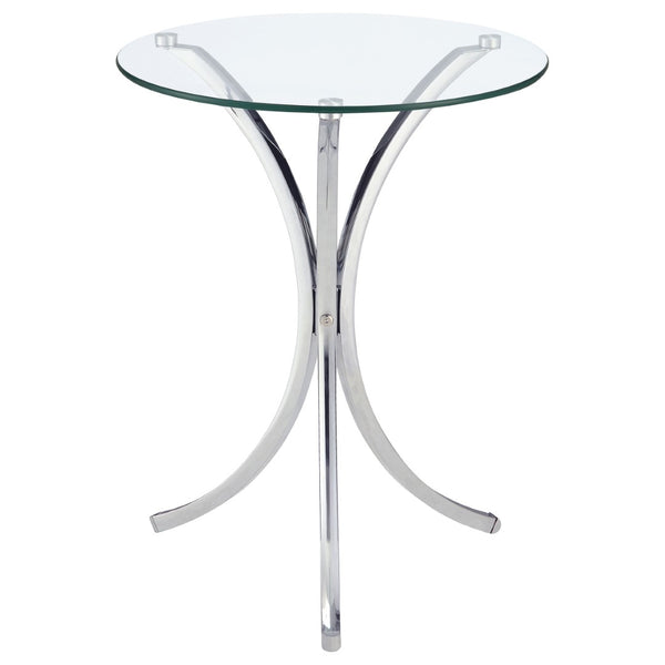 English Elm Claudia Round Glass Top Accent Table with Sculptural Chrome Legs for Modern Spaces B062P514382