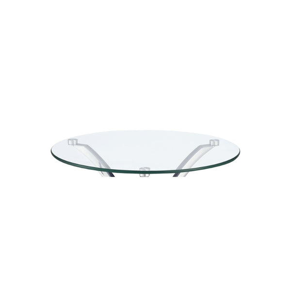 English Elm Claudia Round Glass Top Accent Table with Sculptural Chrome Legs for Modern Spaces B062P514382