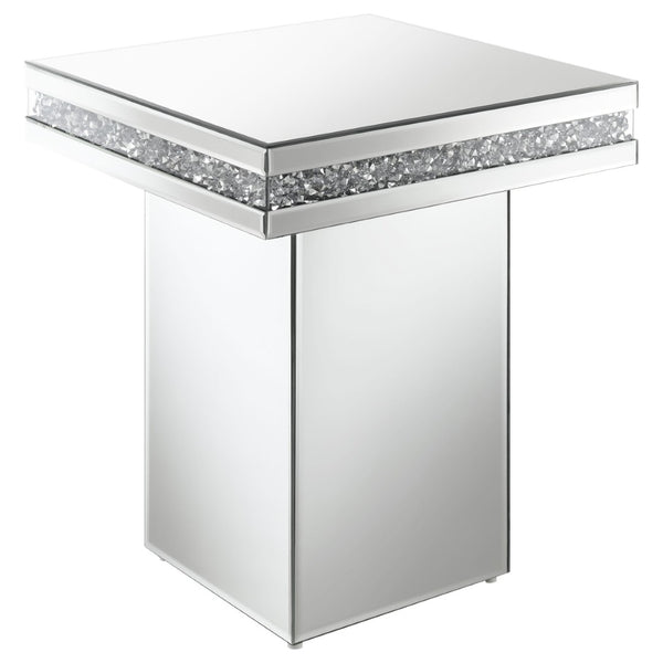 English Elm Cavelle Fully Mirrored Pedestal Side Table with Crystal Acrylic Accents for Glam Interiors B062P514383