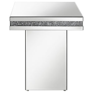 English Elm Cavelle Fully Mirrored Pedestal Side Table with Crystal Acrylic Accents for Glam Interiors B062P514383