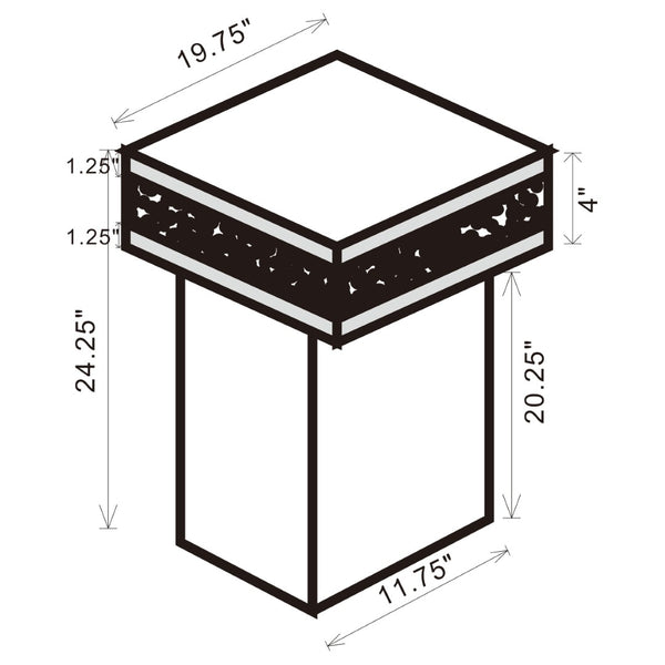 English Elm Cavelle Fully Mirrored Pedestal Side Table with Crystal Acrylic Accents for Glam Interiors B062P514383