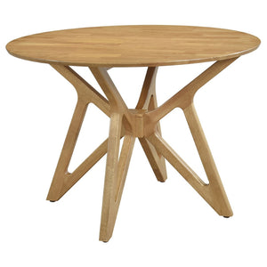 English Elm Barlow Round Rubberwood Dining Table Seats Four with Sculptural Geometric Base B062P514384