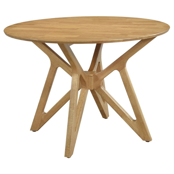 English Elm Barlow Round Rubberwood Dining Table Seats Four with Sculptural Geometric Base B062P514384